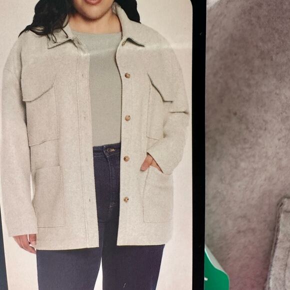 Banana Republic Cream Utility Jacket Relaxed Fit size XL New - Picture 3 of 12